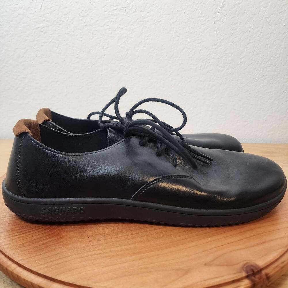 Saguaro Barefoot Shoes Mens 12 Black Vegan Lace Up Minimalist Casual Comfort Low